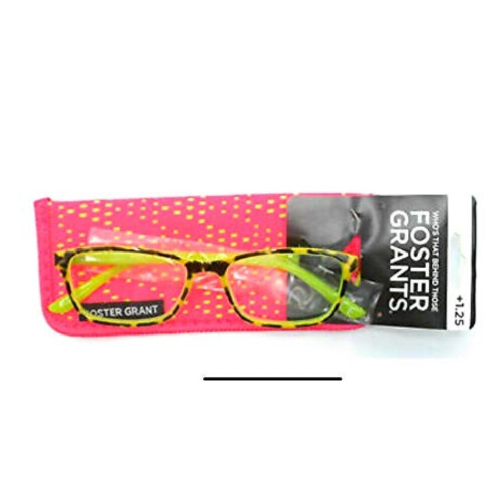 Foster Grant Kerry Yellow +1.25 Reading Glasses, NEW
